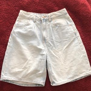 H&M brand high-waisted light denim jean shorts.